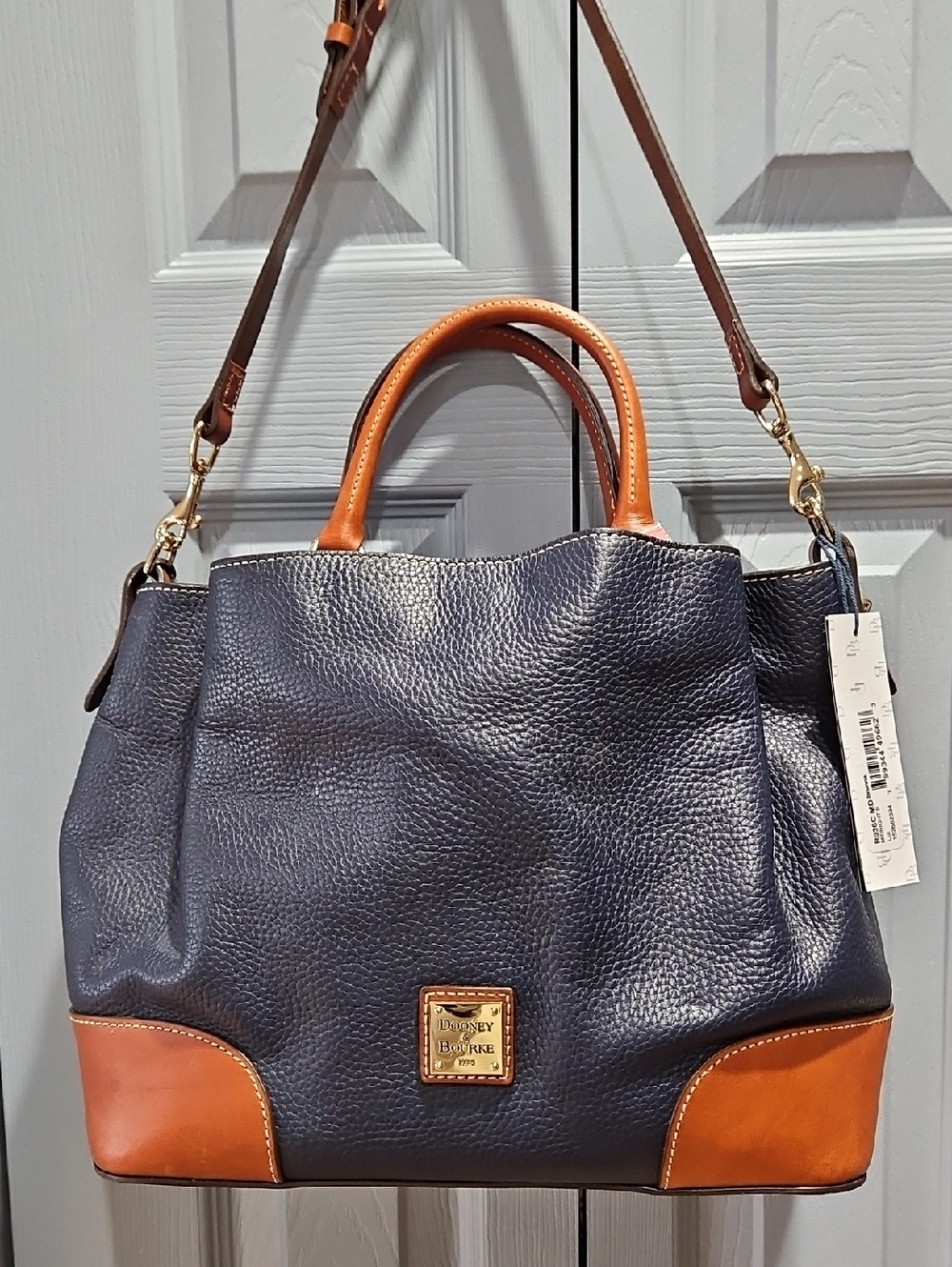Dooney & Bourke Pebble Leather Midnight Blue Brenna Satchel